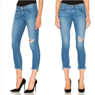Rag & Bone USA Made Distressed Raw Hem Capri Jeans Soft Denim Sz 26 Casual Chic - Image 1 of 4