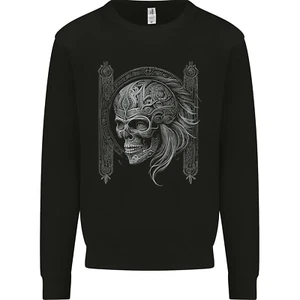 A Tribal Skull Celtic Kids Sweatshirt Jumper - Picture 1 of 3