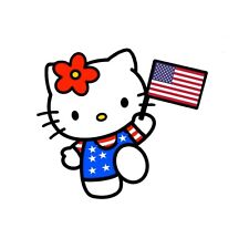 USA DRAPEAU-HELLO KITTY - AUTOCOLLANT, AMERICAN HELLO KITTY