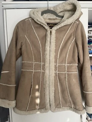 Abrigo Hawke & Co Outfitter Niñas Talla 14 Beige Imitación Gamuza Cuero y Piel Cremallera Completa Foto 1 de 4