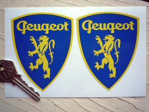 PEGATINAS PEUGEOT clásicas en forma de león y escudo 90 mm par coches carreras rally carreras - Imagen 1 de 1