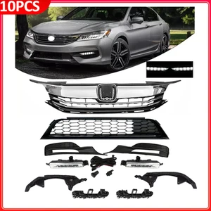 Fits Honda Accord Sedan 2016-2017 Front Bumper Grille LED Fog Light Bracket Set - Picture 1 of 16