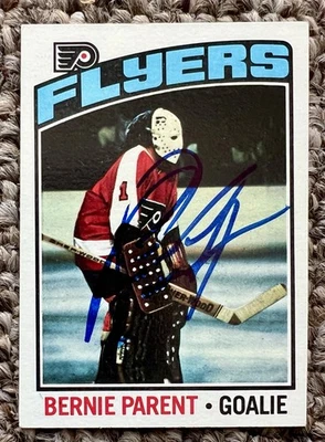 BERNIE PARENT Autographed Signed 1976 Topps card Philadelphia Flyers COA - Image 1 of 2