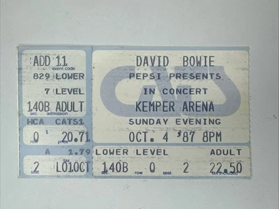 David Bowie Concert Ticket Stub Kemper Kansas City 1987 - Image 1 of 2