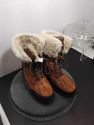 Ralph Lauren Quinta Invierno Botas de Cuero Para Mujer 8 B Piel de Oveja Encaje Foto 1 de 4
