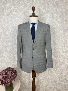 Ermenegildo Z Zegna Gray Wool Silk Check Italian Blazer Jacket 40, EU 50 - Picture 1 of 10
