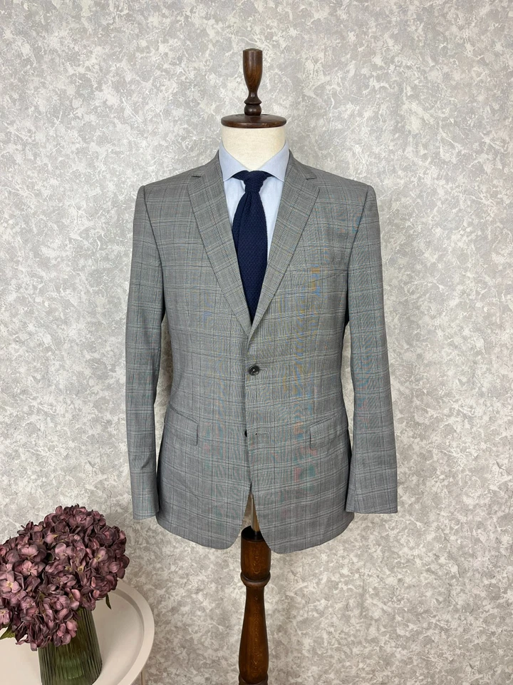 Ermenegildo Z Zegna Gray Wool Silk Check Italian Blazer Jacket 40, EU 50 - Image 1 of 4