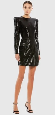 Mac Duggal 26724 Black Sequined Structured Faux Blazer Mini Dress, Size 10  $358 - Image 1 of 4