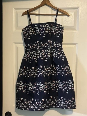 Vera Wang Lined Dress Womens 4  Blue Floral Cocktail Dress Removable Straps LN - Image 1 of 4