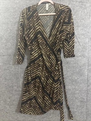 Vestido Emma and Michelle Envolvente Marrón Negro Corbata XL Tejido Elastizado Moderno Otoño Foto 1 de 4