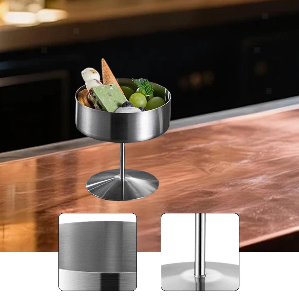 Eisschale mit hohem Fuß, Obstsalatschale, Dessertbecher aus Edelstahl - Bild 1 von 1