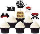 Blumomon 24Pcs Pirate Cupcake Toppers Skull Cap Flag Cupcake Picks Baby Showe...