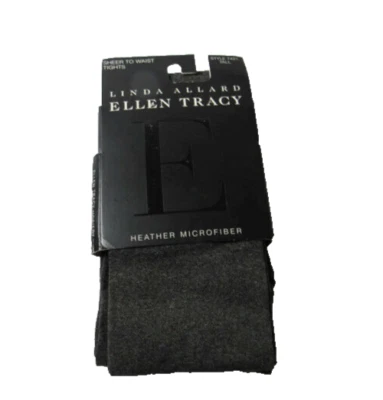 VTG Tall Sheer to Waist Tights Linda Allard Ellen Tracy 7421 Black Heather  - Image 1 of 4