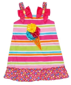 NWT Youngland Baby Toddler Girl Striped Gem Ice Cream Sun Dress 12 18 Mos 2T 3T - Picture 1 of 1