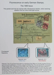 Germany 1889 10Pf Michel No 47d, 20Pf Michel No 48b, 50Pf - On Parcel Card - Picture 1 of 9