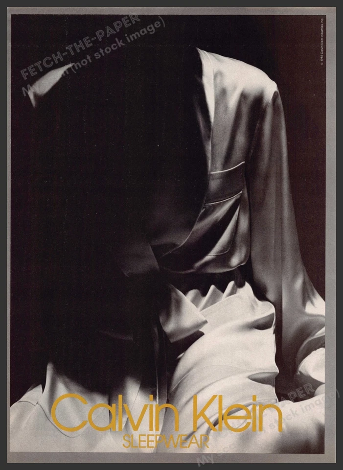 Calvin Klein 1980s Print Advertisement 1985 Sleepwear Robe Black & White - Image 1 of 1