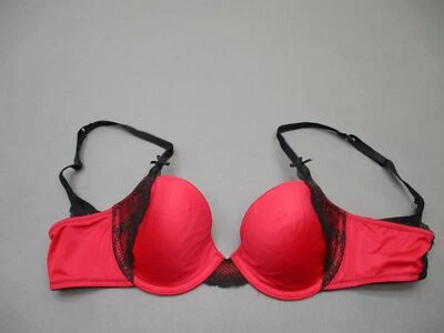 34B Betsey Johnson красный/черный кружевной на косточках с подкладкой сзади застежка Demi бюстгальтер 6B - Изображение 1 из 4