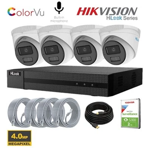 Hikvision Hilook Colorvu Cctv System Kit 4mp Kamera Ip Poe 4k Nvr 4ch HDD - Bild 1 von 21