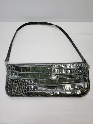 Bolso Cartera Convertible Laura DiMaggio Croc Charol Verde Esmeralda Repujado Foto 1 de 4
