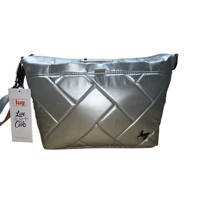 Bolso Bandolera Lug Mujer Acolchado con Correas Ajustables y Forro Floral Plateado Foto 1 de 4