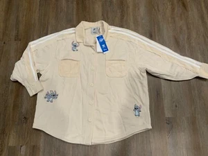 NUOVO cardigan donna Adidas Originals Disney Lilo & Stitch beige HT3945 taglia M - Foto 1 di 11