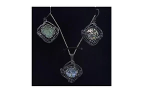 Stauer Necklace Earring Set Silver Abalone NEW Holy Land Treasure - Picture 1 of 5