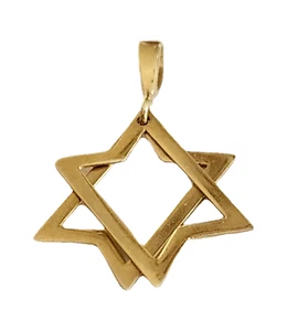 14K Gold Star of David Pendant 2 layers creating star of David 1.20g-30mm H #17 - Picture 1 of 4