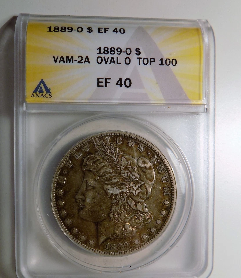1889 O MORGAN DOLLAR TOP 100 VAM 2A OVAL O ANACS EF40 NOT NET GRADED! - Image 1 of 1