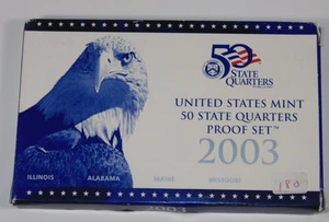 NIB 2003 US MINT 50 State Quarters Illinois Alabama Maine Missouri Arkansas Coin - Picture 1 of 6