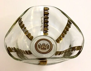 Vintage Georges Briard Glas Süßigkeiten Servierschüssel 5" x 5" x 2,5" Gold Kronen  - Bild 1 von 10