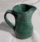 Teal Green 5T Handmade Studio Art Pottery Pitcher Creamer Signed