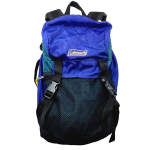 Vintage Coleman Daypack Backpack Purple Teal Colorblock 18" School Gorpcore Y2K - Picture 1 of 17