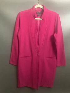 Tahari Magenta 100% Wool Pink One Button Cardigan Duster , Women's Medium - Picture 1 of 8