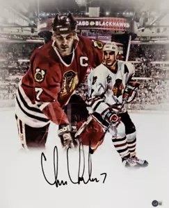CHRIS CHELIOS Signed Chicago Blackhawks 16x20 Photo (Beckett Certified) - Picture 1 of 3