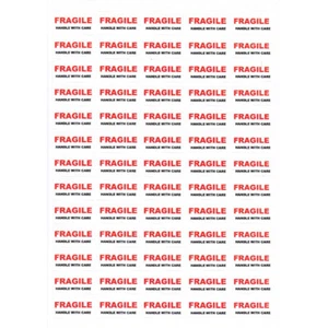 500+ RED "FRAGILE" Handle With Care Post Warning Sticky Labels for packages UK - Picture 1 of 2