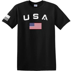 New Men's USA Flag T Shirt American Patriotic 100% Cotton Printed in USA - Picture 1 of 15