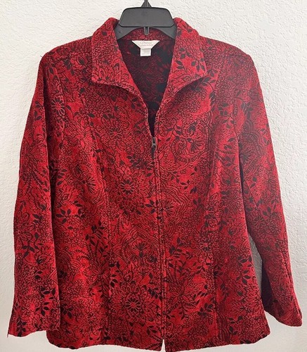 VETEMENTS CJ BANKS Giacca Donna 1X Arazzo Borgogna Nero Collo Floreale Grandmacore