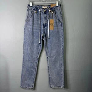 Blue Turtle Easy Like Sunday Drawstring Jeans Retro Straight Leg Juniors' Size 5 - Picture 1 of 12