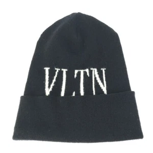VALENTINO VLTN logo beanie knit cap Knit hat wool / silk Black/White - Picture 1 of 10