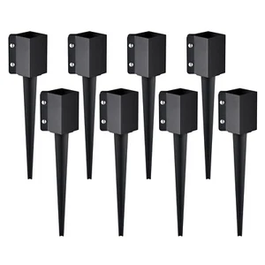 Fence Post Anchor Ground Spike 8 Pack 24 x 4 x 4 In Metal Fence Stakes - Picture 1 of 12