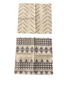 Set of 2 18x18" Zippered Grey & Off White Geometric Patterned Pillow Covers - Picture 1 of 4