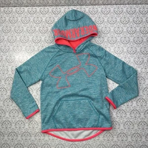 Under Armour Orange/Turquoise Athletic Hoodie Sweatshirt Cold Gear Youth M - Picture 1 of 12
