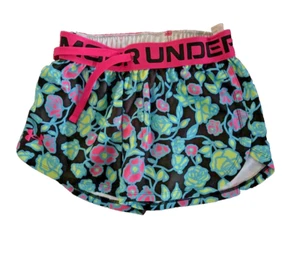 Under Armour Girls Black and Pastel Floral Shorts Size XS (A3) - Picture 1 of 2