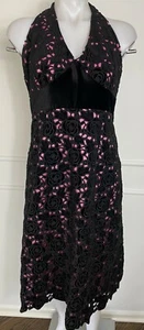 Lili Pulitzer Woman's Dress Black  Open Back Halter Roses Sz 8 ~ ELEGANT ~ - Picture 1 of 8