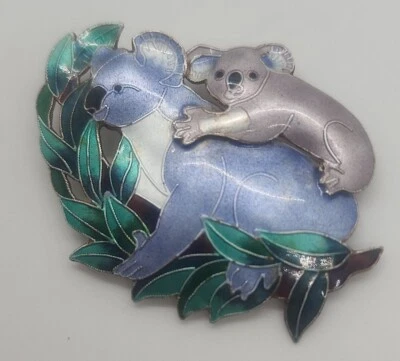 Vintage Zarah Sterling Silver 925 Enamel Koala Bear & Joey brooch pin - Image 1 of 4