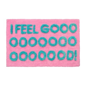 I Feel Good Slogan Bath Mat Non Slip 50 x 80cm - Handmade Colourful Bathroom Rug - Picture 1 of 7