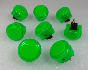 Japan Sanwa Clear Mix Buttons X 8 pcs Clear Green / G OBSC-30 Video Game Parts - Picture 1 of 6