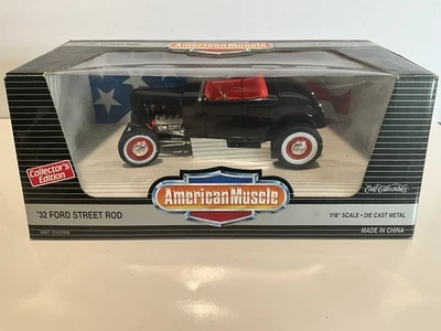 FORD STREET ROD ERTL 1932 AMERICAN MUSCLE COLECCIONABLES ESCALA 1/18 NEGRO FUNDIDO A PRESIÓN Foto 1 de 4