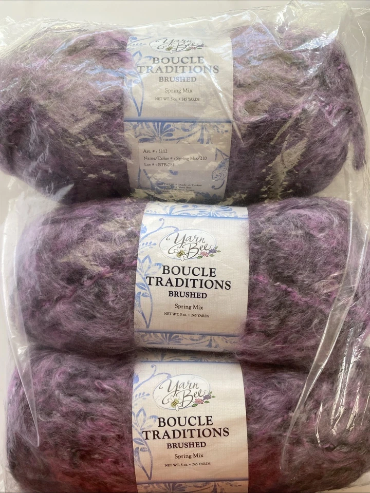 Yarn Bee Boucle 传统拉丝弹簧混合纱线 3 件装 — 第 1/4 张图片