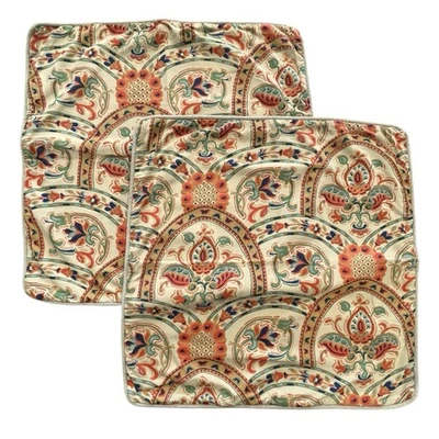 PAR DE CAPAS DE TRAVESSEIRO DE MISTURA DE LINHO HARLAN BOHO CERÂMICA CELEIRO FARSAS 24” X 24” MUITO BOM ESTADO - Imagem 1 de 4